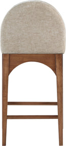 Waldorf - Chenille Stool With Brown Legs