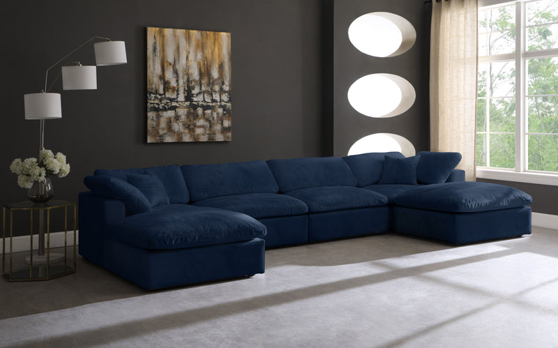 Cozy - Modular Sectional 6 Piece Cloud - Navy - Fabric