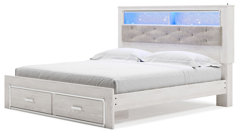 Altyra - White - King Upholstered Bookcase Bed With Storage