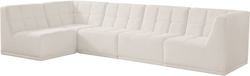 Relax - Modular Sectional 5 Piece - Cream - Fabric