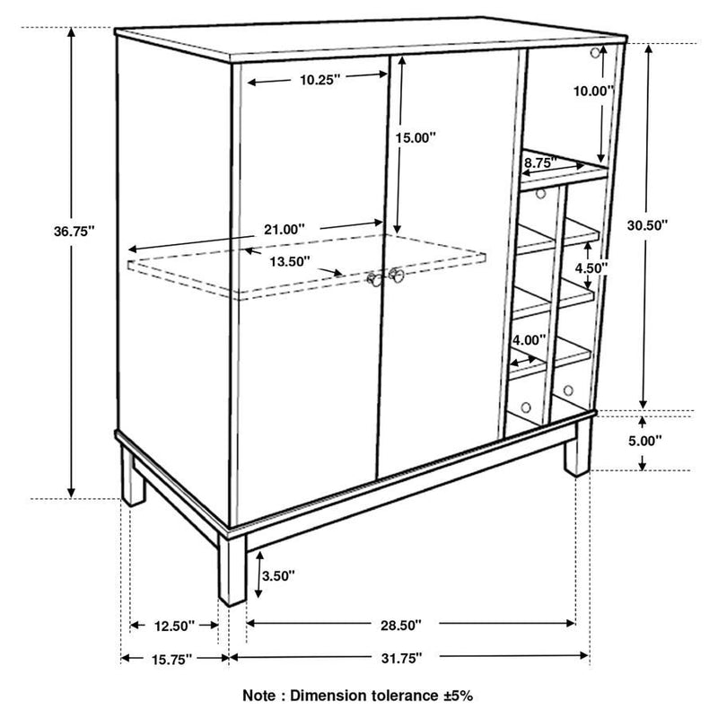 Cheyenne - 2-Door Wine Cabinet With Stemware Rack - Weathered Acacia