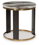 Jazmore - Round End Table - Brown / Brass Finish