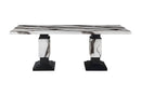 D12 - 9 Piece Dining Room Set (Dining Table And 8 Dining Chair) - Black / White