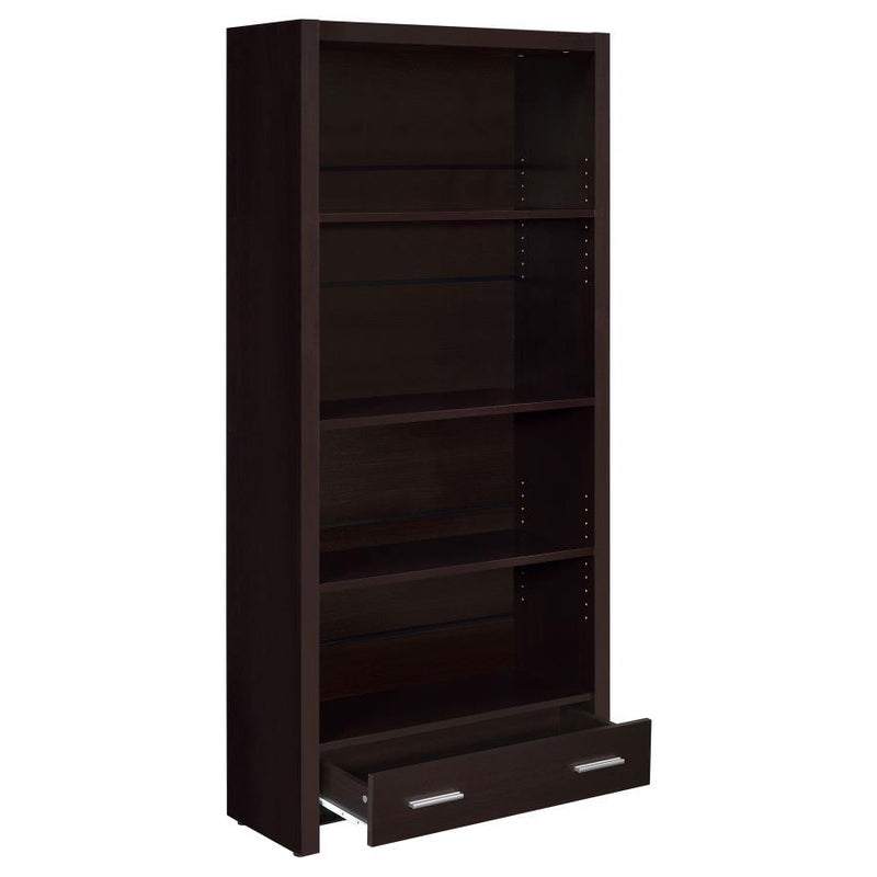 Skylar - 5-Shelf Bookcase With Drawer - Cappuccino