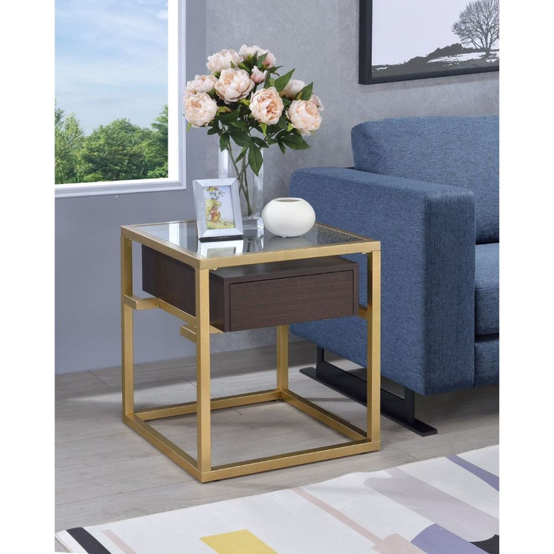 Yumia - End Table - Gold & Clear Glass - 23"