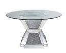 Noralie - 31" Dining Table - Clear Glass, Mirrored & Faux Diamonds