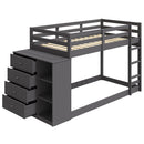 Gaston - Twin Over Twin Bunk Bed With 4 Drawers & 3 Compartments - Gray