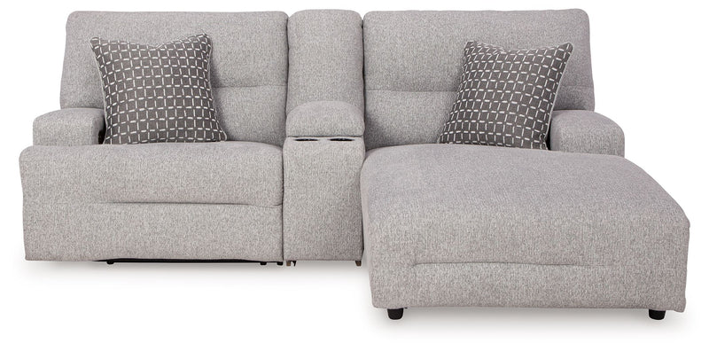 Acklen Place - Pewter - 4 Pc. - 3-Piece Power Reclining Sectional Sofa With Raf Chaise, Wide Seat Power Recliner