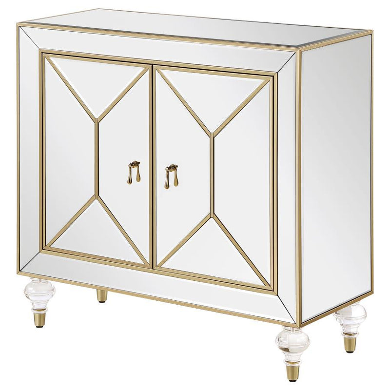 Lupin - 2-Door Mirrored Storage Accent Cabinet - Champagne