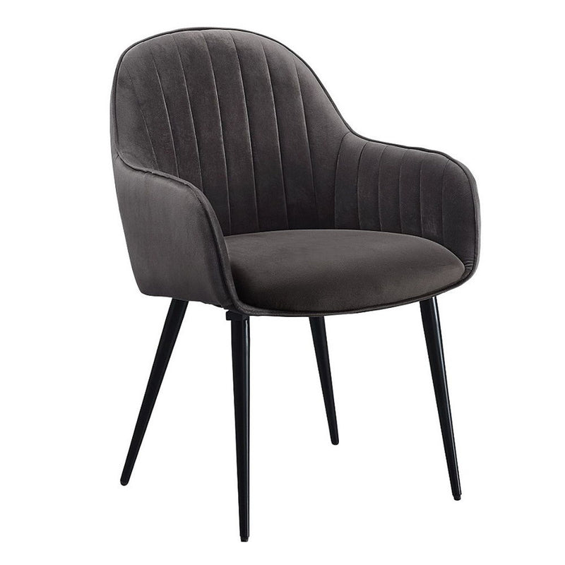 Caspian - Side Chair (Set of 2) - Dark Gray Fabric & Black