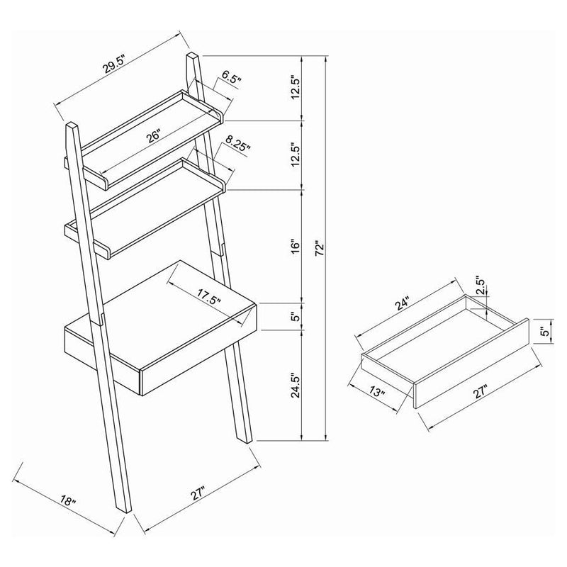 Colella - 2-Shelf Writing Ladder Desk - Cappuccino