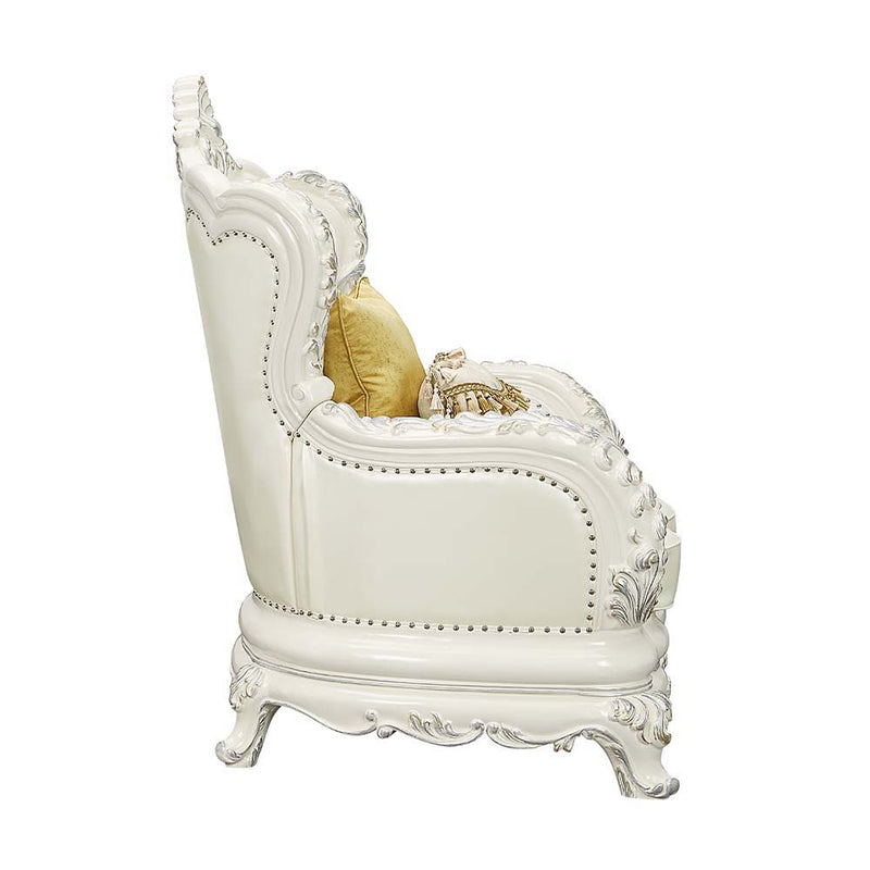 Adara - Chair - White PU & Antique White Finish