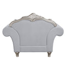 Pelumi - Chair With 3 Pillows - Light Gray Linen & Platinum