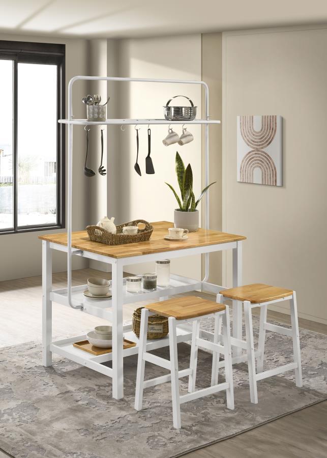 Edgeworth - 3 Piece Kitchen Island Counter Height Table Set - White