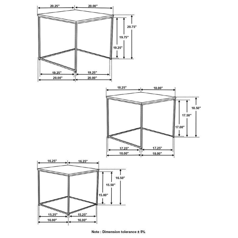 Belcourt - 3 Piece Square Nesting Tables - Natural And Black