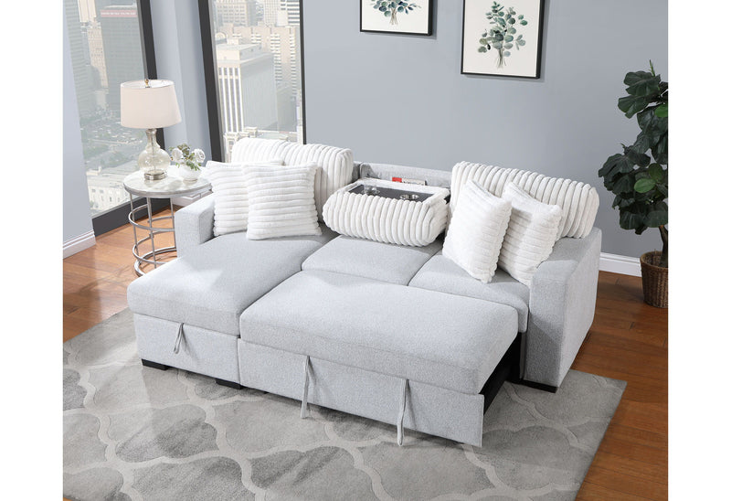 U0204 - Reversible Pullout Sofa Bed - Light Gray / White