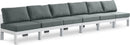 Nizuc - Outdoor Patio 6 Seat Armless Modular Sofa With White Frame
