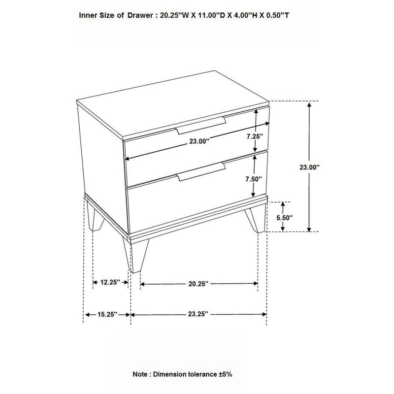 Mays - 2-Drawer Nightstand With Faux Marble Top - Walnut Brown