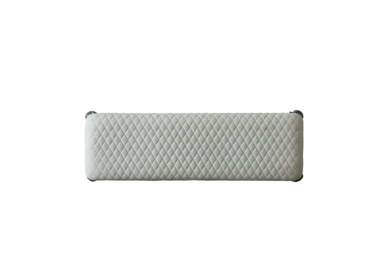 House - Delphine - Bench - Two Tone Ivory Fabric & Charcoal Finish