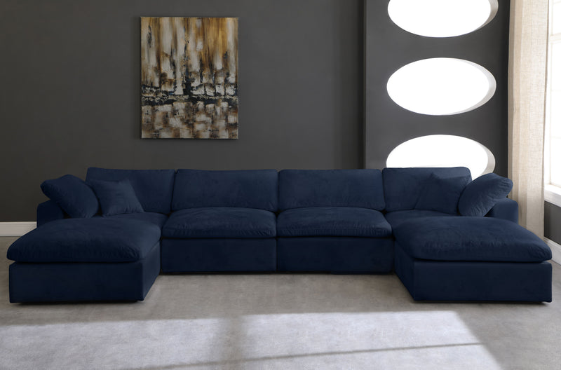 Cozy - Modular Sectional 6 Piece Cloud - Navy - Fabric