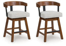 Ralene - Upholstered Swivel Barstool (Set of 2) - Medium Brown