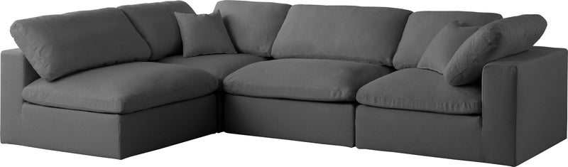 Plush - Velvet Standart Comfort Modular Sectional 4 Piece - Grey