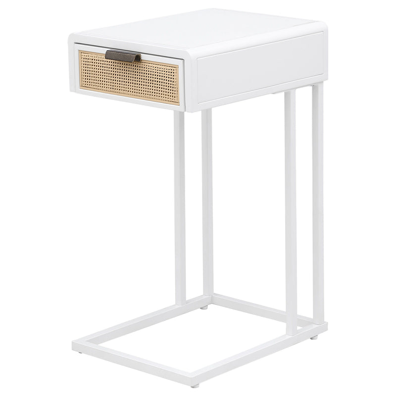 Amherst - 1-Drawer Radio Weave Cane Metal Side Table