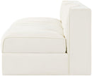 Rummi - Velvet Performance Fabric Upholstered 2 Piece Modular Armless Loveseat