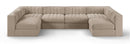 Rummi - Armless Velvet Performance Fabric Upholstered 6 Piece Modular Sectional