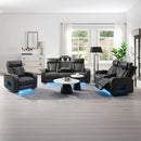 Taddeo - Power Motion Sofa With Power Headrest, USB, Wireless Charger, LED & Reading Light - Dark Gray