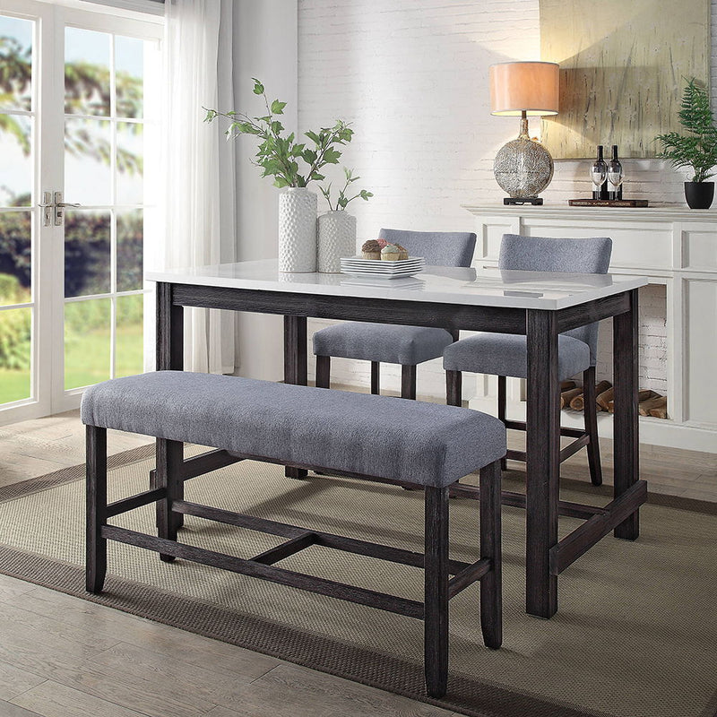 Yelena - Counter Height Table - Marble & Weathered Espresso