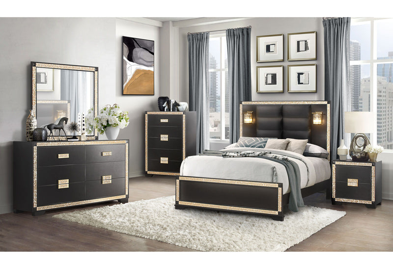 Blake - Nightstand - Black / Gold