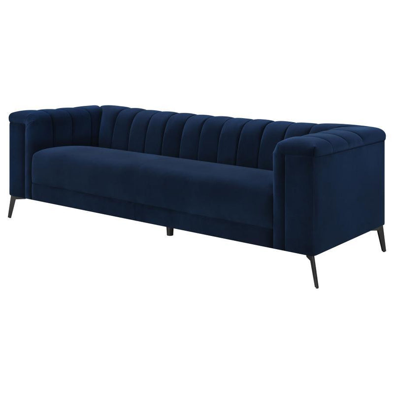 Chalet - Upholstered Tuxedo Arm Tufted Sofa - Blue