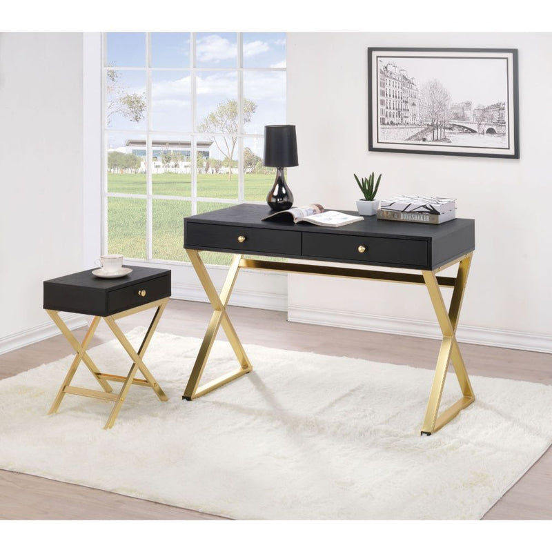 Coleen - Desk - Black & Brass