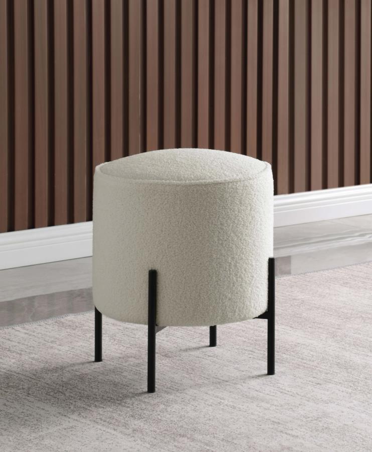 Basye - Round Upholstered Ottoman - Ivory