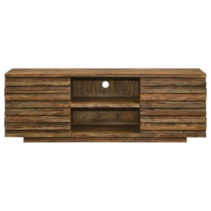 Julia - 2 Door Solid Sheesham Wood TV Stand - Natural