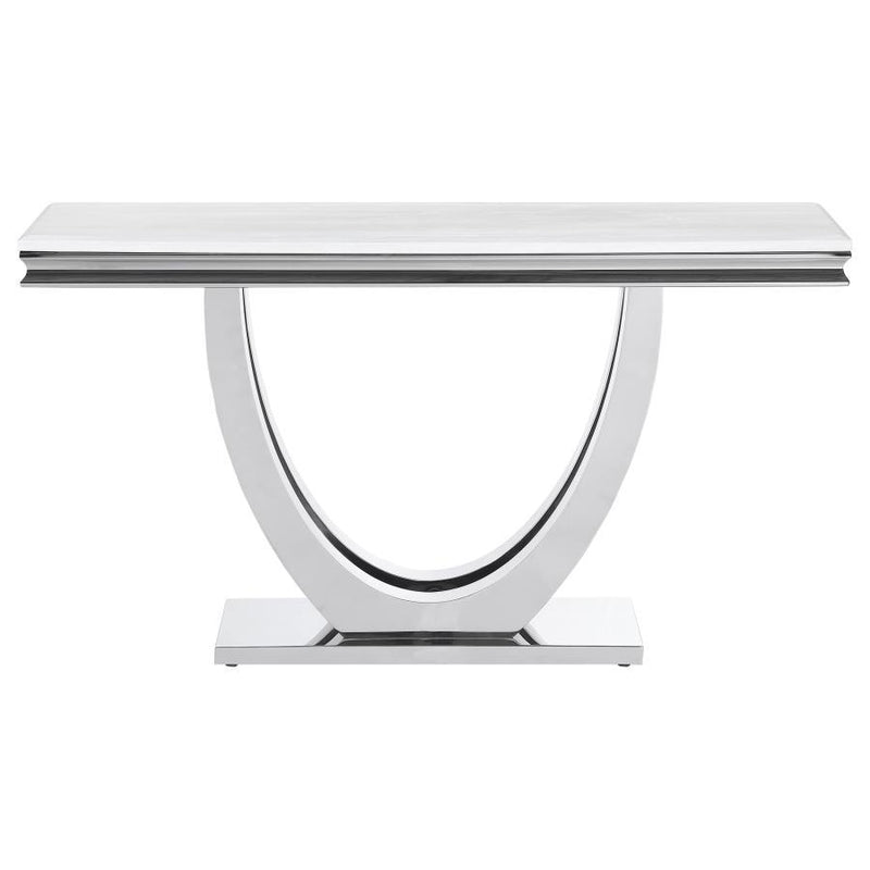 Kerwin - U - Base Stone Top Entryway Sofa Console Table - Chrome