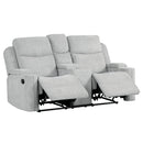 Galya - Motion Loveseat With Console - Light Gray Chenille