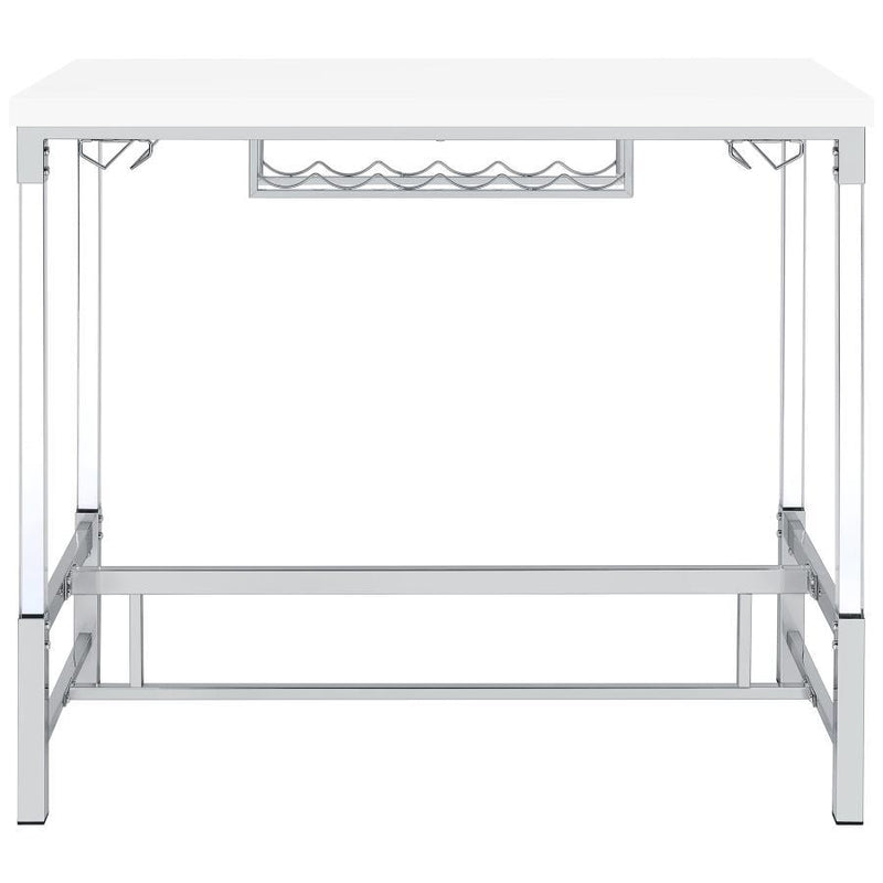 Norcrest - Acrylic Leg Bar Table - White High Gloss