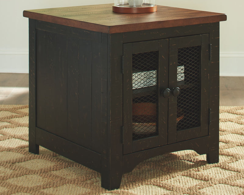 Valebeck - Black / Brown - Rectangular End Table