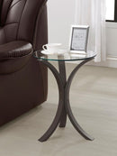 Edgar - Round Glass Top Accent Side Table - Cappuccino
