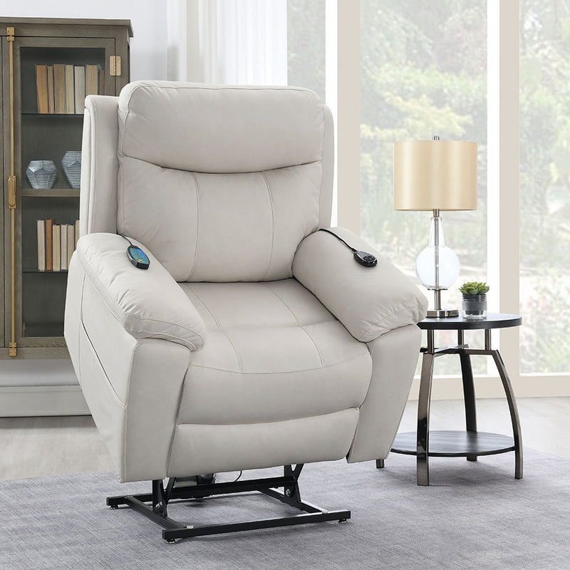 Chriki - Power Recliner With Lift & Heating & Massage - Beige Fabric