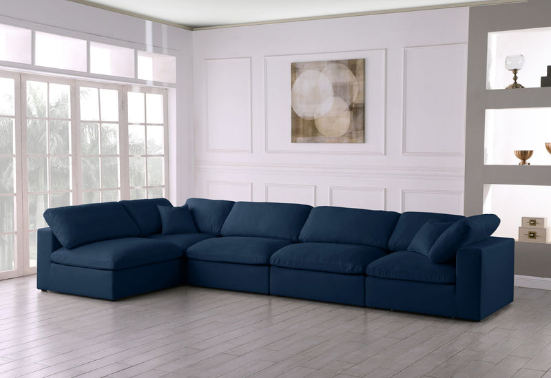 Plush - Velvet Standart Comfort Modular Sectional 5 Piece - Navy