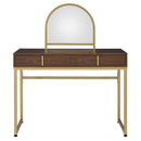 Coleen - 50" Vanity Desk With Mirror & Jewelry Tray - Walnut & Gold