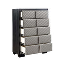 Nicola - Chest - Silver Synthetic Leather & Black