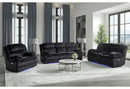 U8686 - Power Reclining Sofa With LED & Power Console Reclining Loveseat With LED & Power Recliner - Black