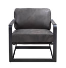 Locnos - Accent Chair - Gray Top Grain Leather & Black