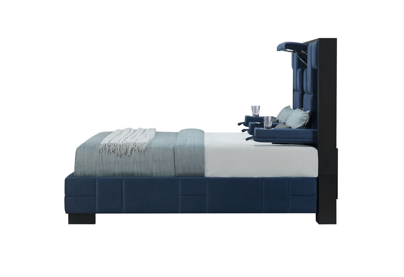 Oscar - Queen Bed No Wood Trim - Navy Blue