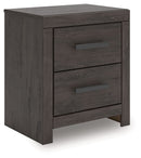 Prendonea - Two Drawer Night Stand - Charcoal