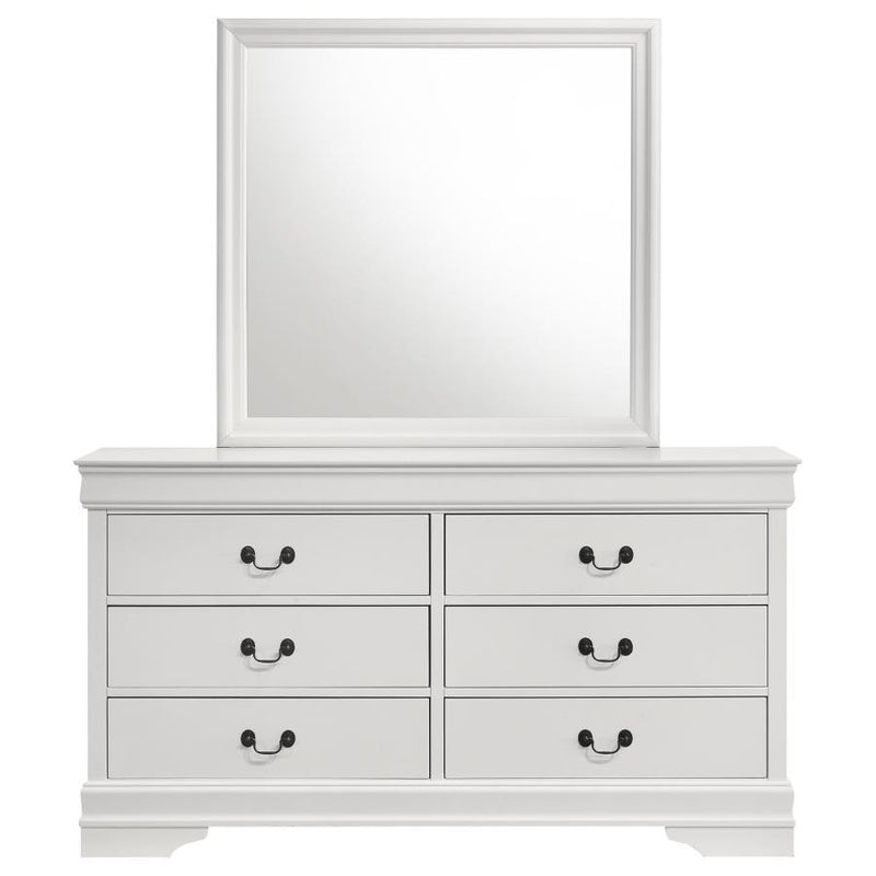 Louis Philippe - 6 Drawers Dresser and Mirror - White